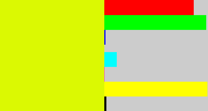 Hex color #dbf902 - neon yellow