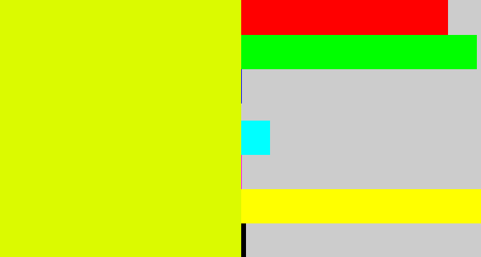 Hex color #dbfa00 - neon yellow