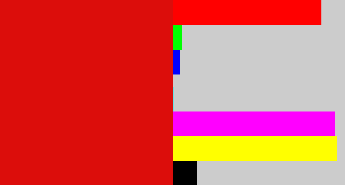 Hex color #dc0d0b - red