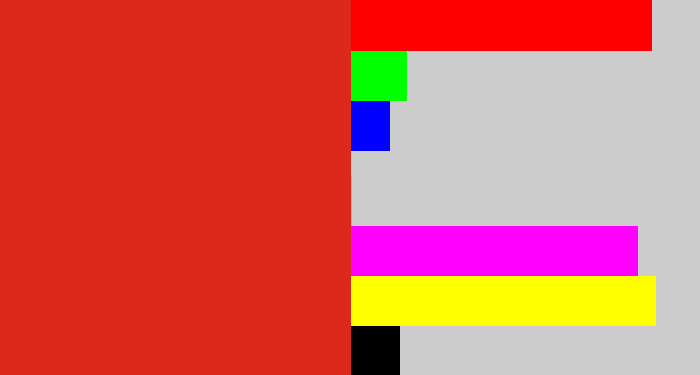 Hex color #dc281d - vermillion