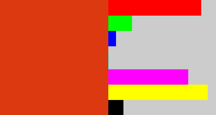 Hex color #dc3911 - vermillion