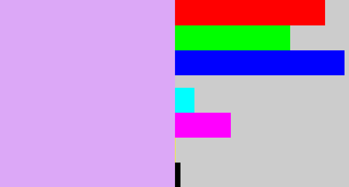 Hex color #dca8f7 - light violet