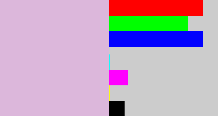 Hex color #dcb7db - light violet