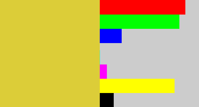 Hex color #dccd38 - sickly yellow