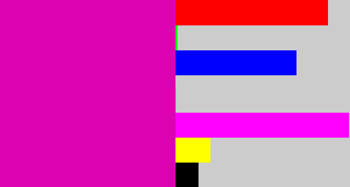 Hex color #dd02b1 - bright pink