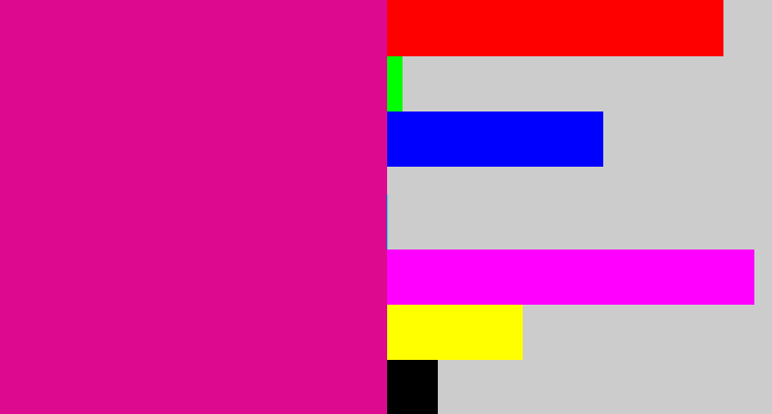 Hex color #dd0a8f - electric pink