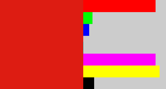 Hex color #dd1c12 - tomato red