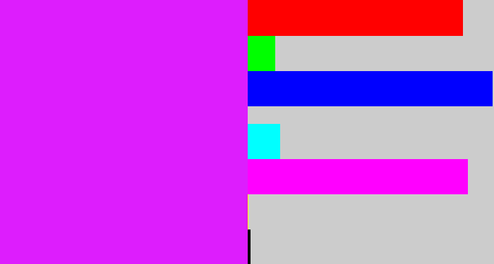 Hex color #dd1dfd - pink/purple