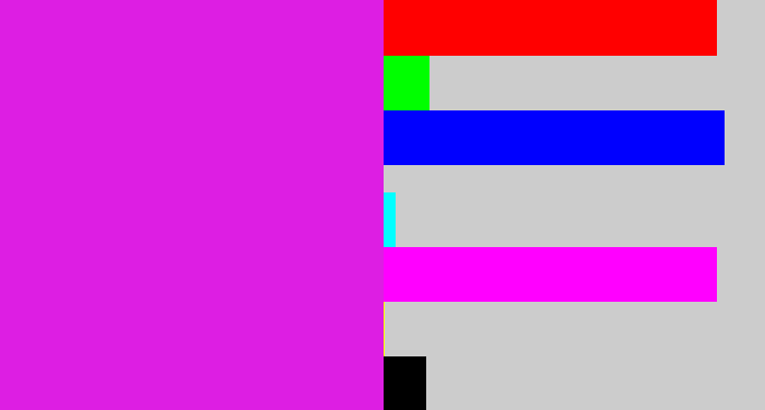 Hex color #dd1ee3 - purple/pink