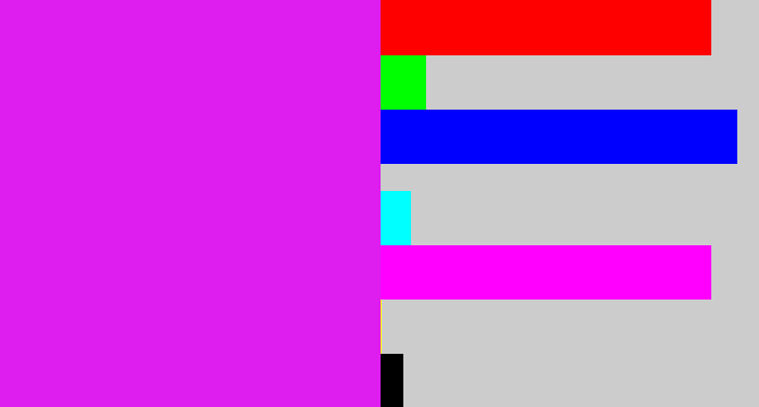 Hex color #dd1eef - purple/pink