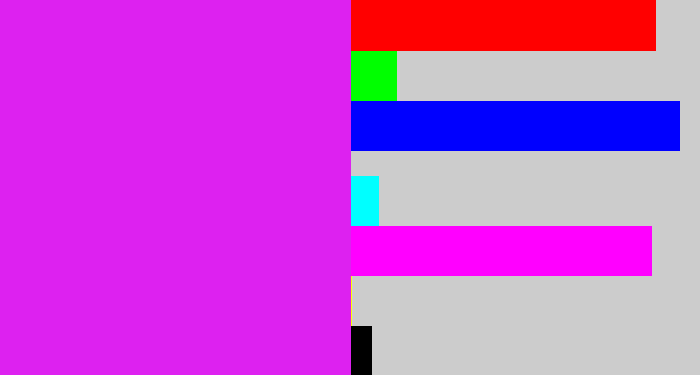 Hex color #dd21f0 - purple/pink
