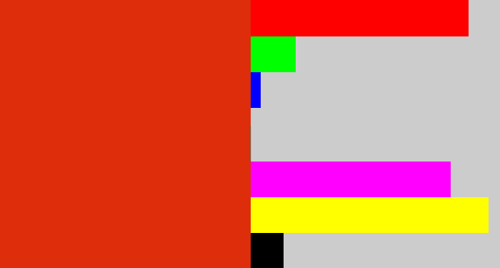 Hex color #dd2d0b - tomato red