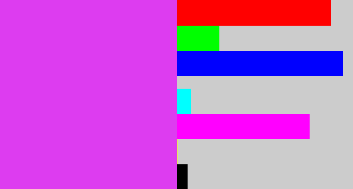 Hex color #dd3cf0 - heliotrope