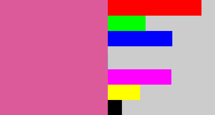Hex color #dd5a9a - medium pink