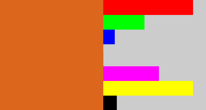 Hex color #dd661d - brownish orange