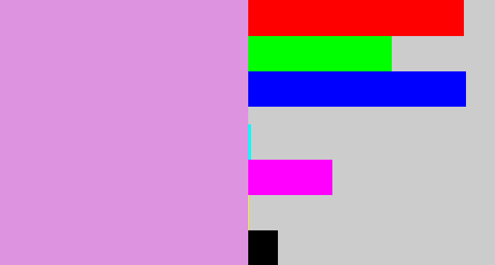 Hex color #dd93e0 - lavender pink