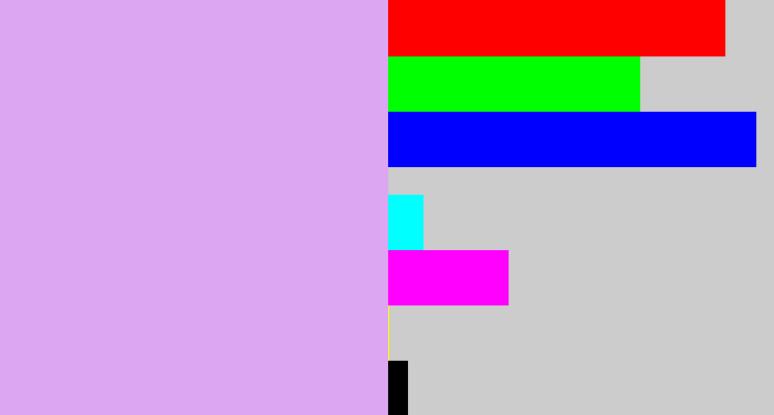 Hex color #dda6f2 - light violet