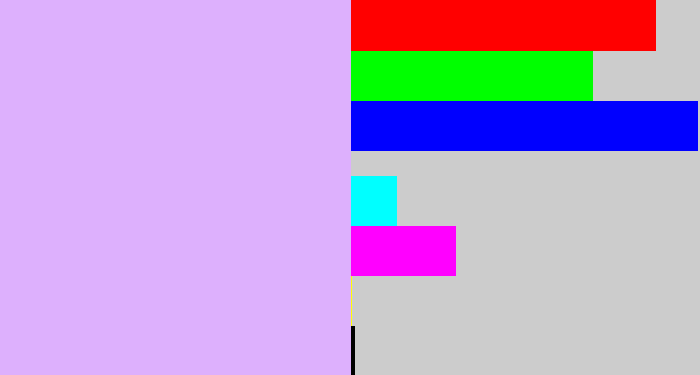 Hex color #ddb0fd - light violet