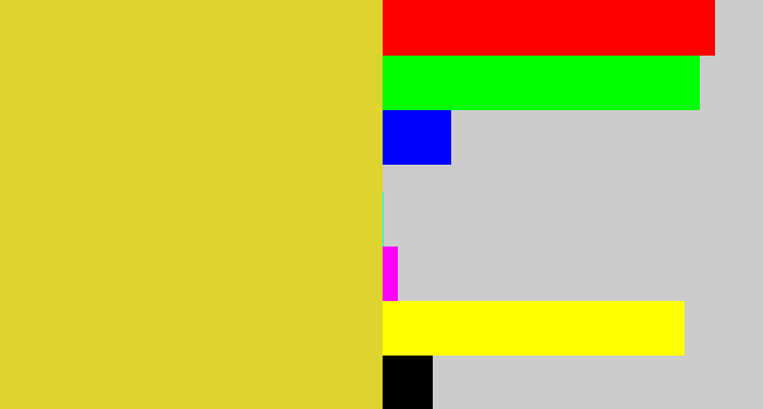 Hex color #ddd42e - sickly yellow