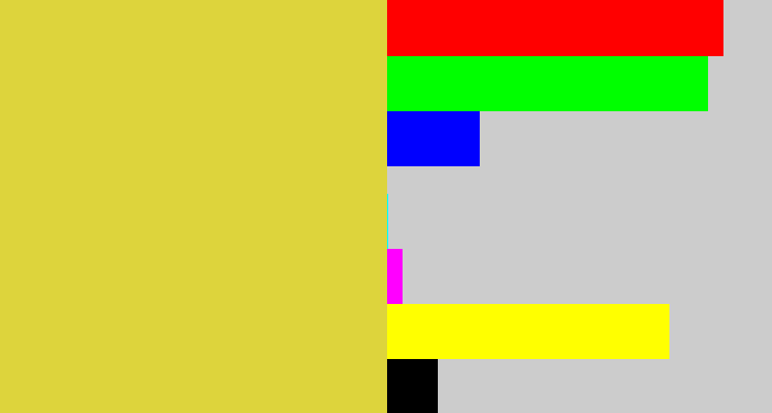 Hex color #ddd43c - sickly yellow