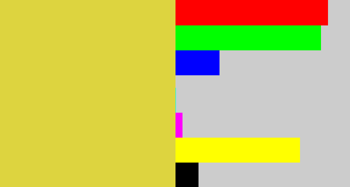 Hex color #ddd43f - sickly yellow