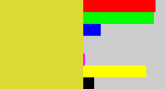 Hex color #ddd935 - sickly yellow