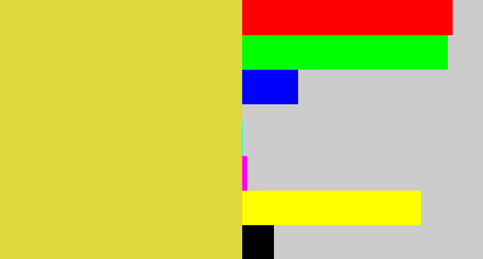 Hex color #ddd93a - sickly yellow