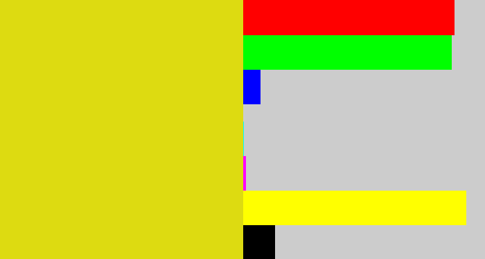 Hex color #dddb11 - piss yellow