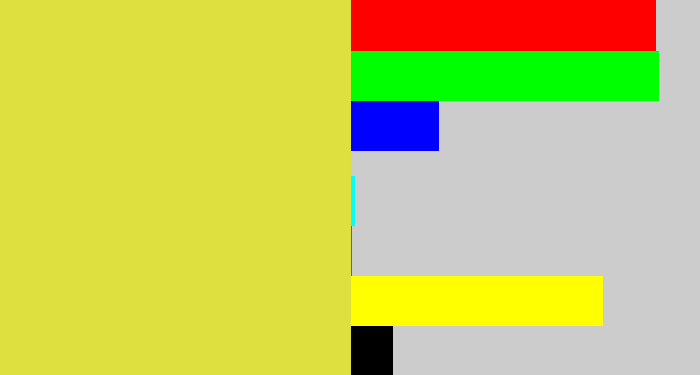Hex color #dde03f - sickly yellow