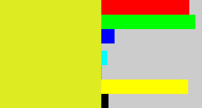 Hex color #ddec22 - sickly yellow