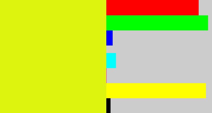 Hex color #ddf40f - neon yellow