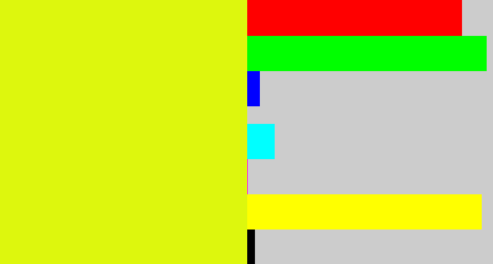 Hex color #ddf70d - neon yellow
