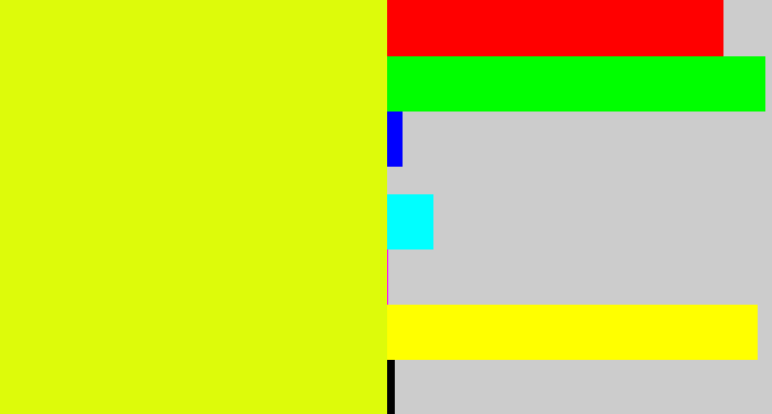 Hex color #ddfb0a - neon yellow