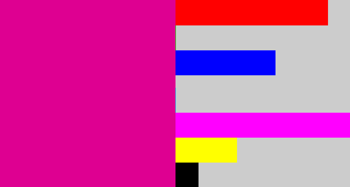 Hex color #de0091 - electric pink