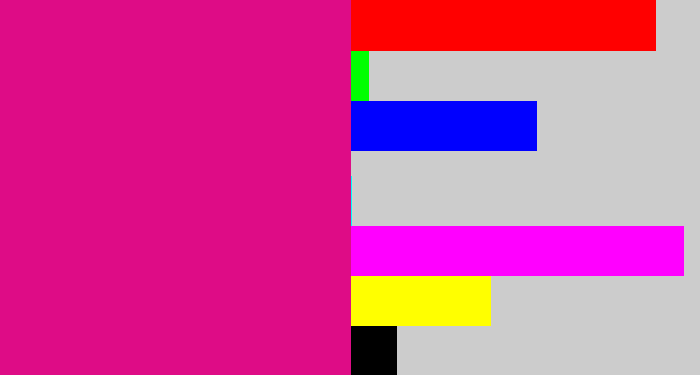 Hex color #de0c86 - strong pink