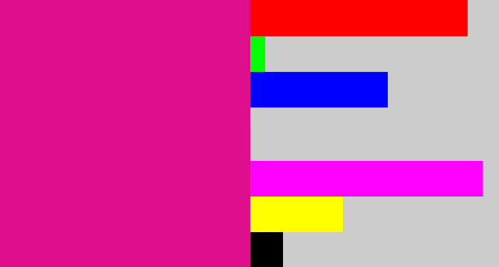 Hex color #de0f8c - strong pink