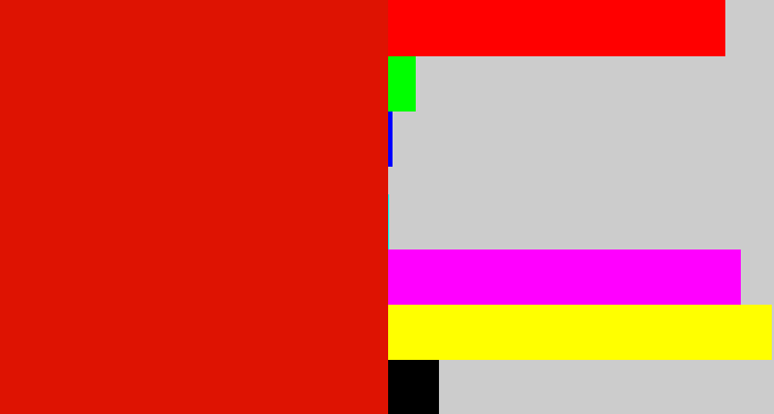 Hex color #de1302 - red