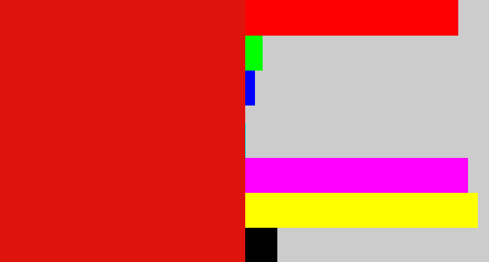 Hex color #de130b - red