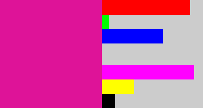Hex color #de1398 - neon pink