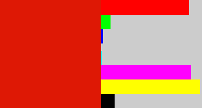 Hex color #de1805 - red