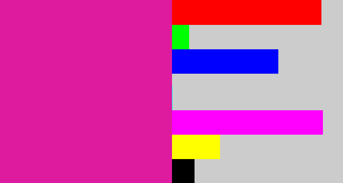 Hex color #de1a9f - shocking pink