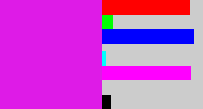 Hex color #de1be7 - purple/pink