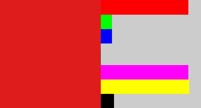 Hex color #de1c1b - tomato red