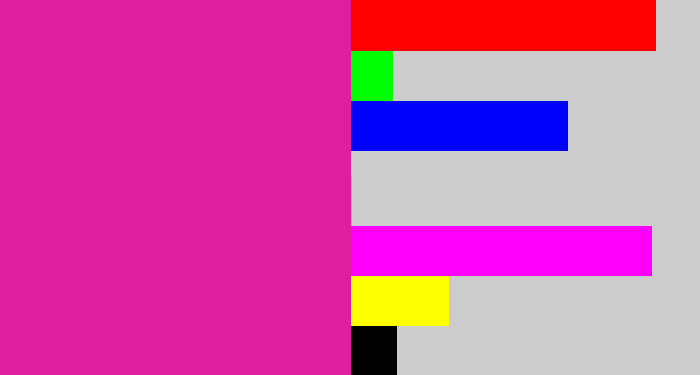 Hex color #de1e9f - shocking pink