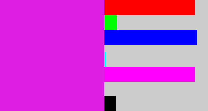 Hex color #de1ee3 - purple/pink