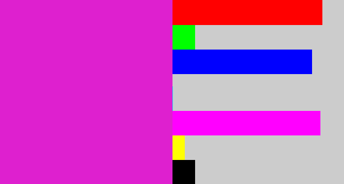 Hex color #de20cf - purple/pink
