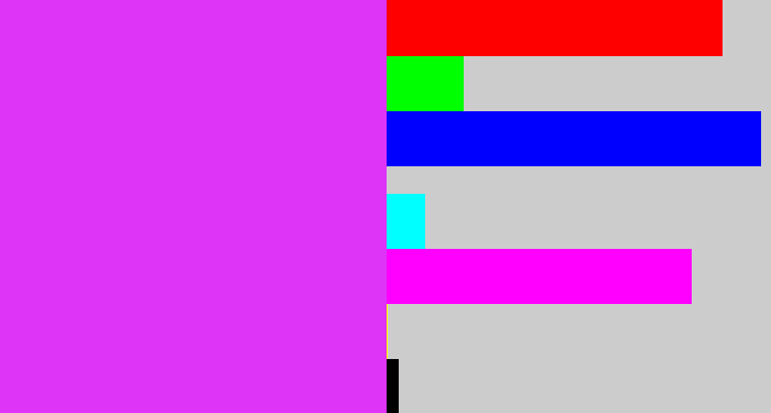 Hex color #de34f8 - heliotrope