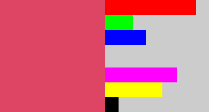 Hex color #de4464 - dark pink