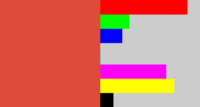 Hex color #de4b39 - pale red