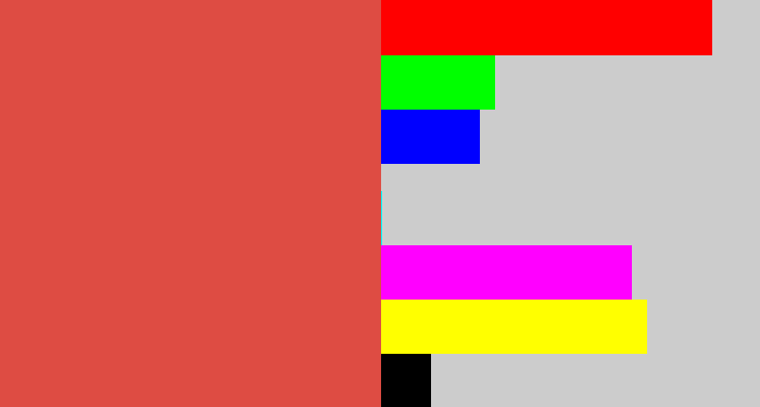 Hex color #de4c43 - pale red